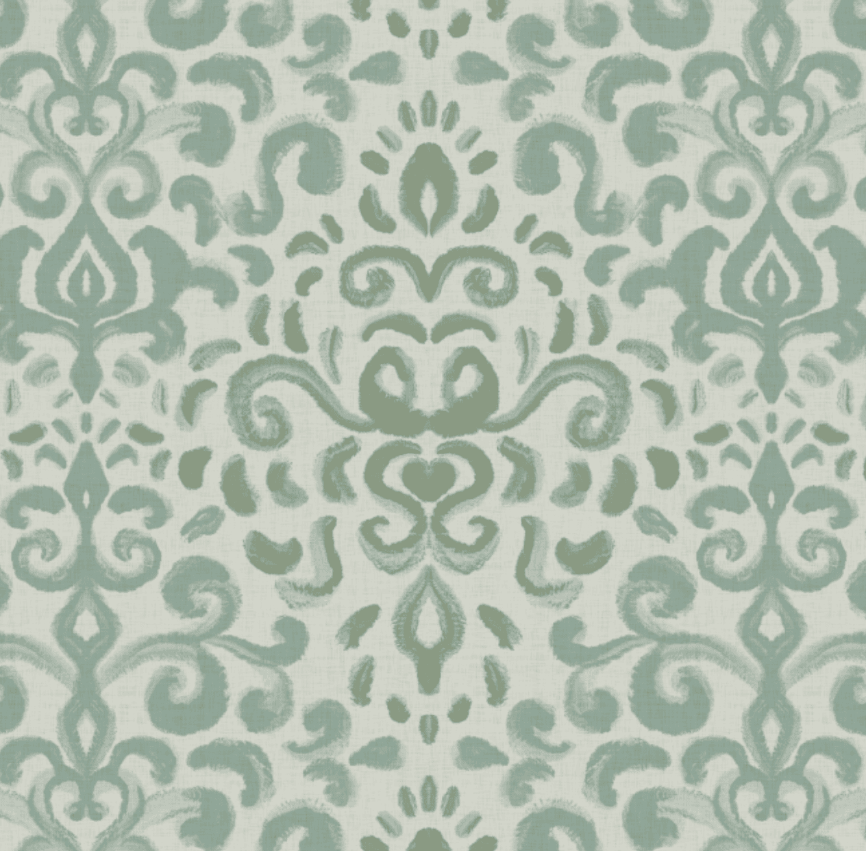 Coastal Rococo Ink Damask