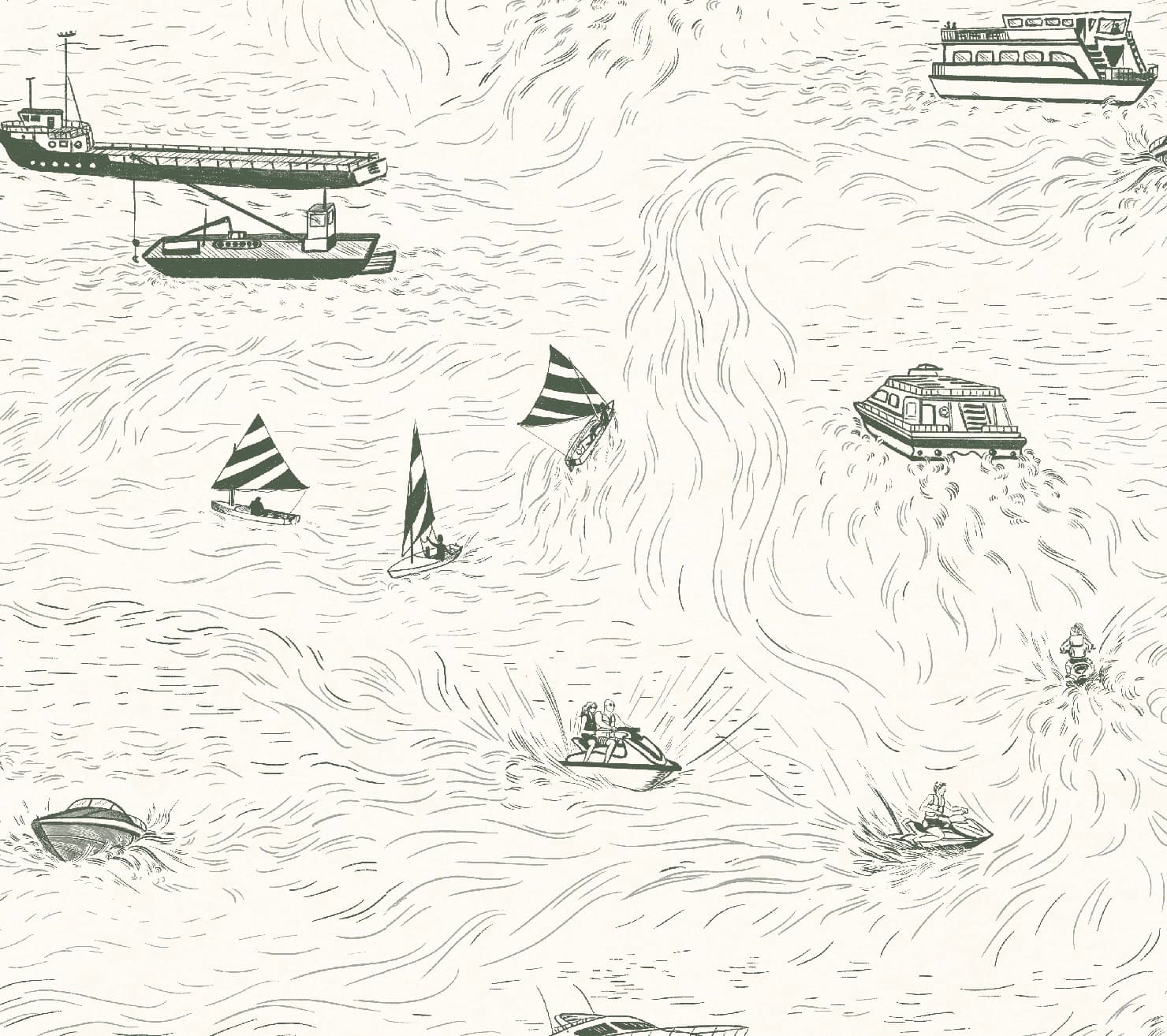 Hudson River Nautical Boat Toile
