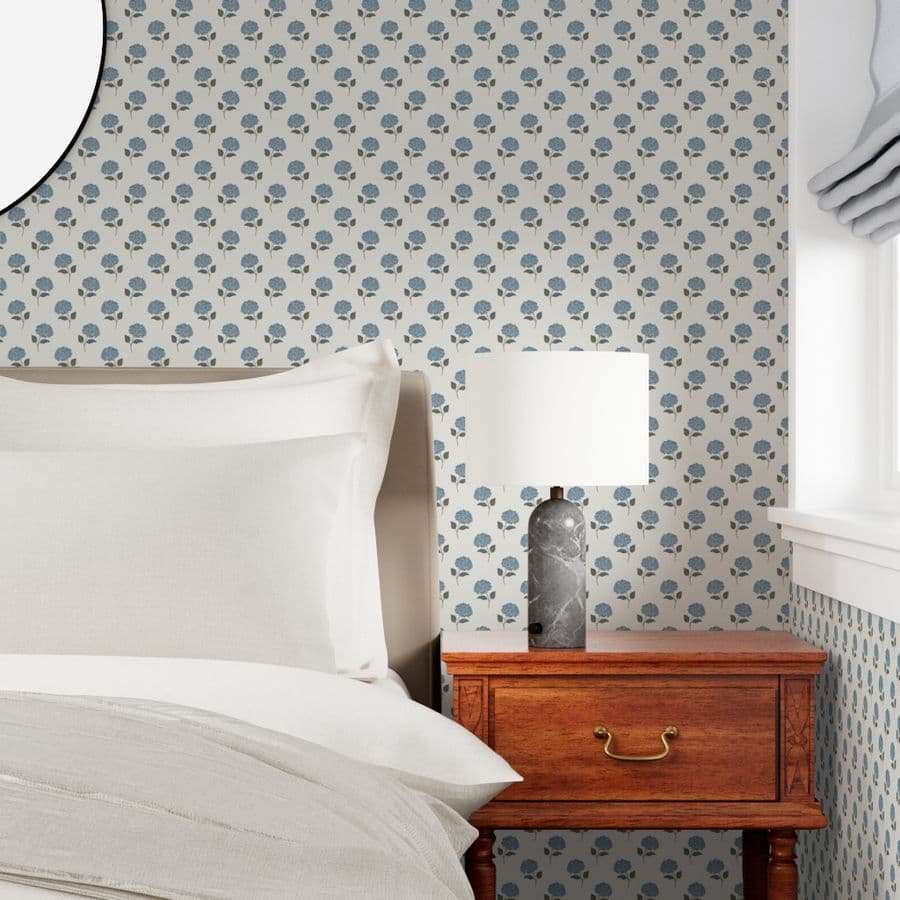 Preppy Blue Hydrangea Block Print