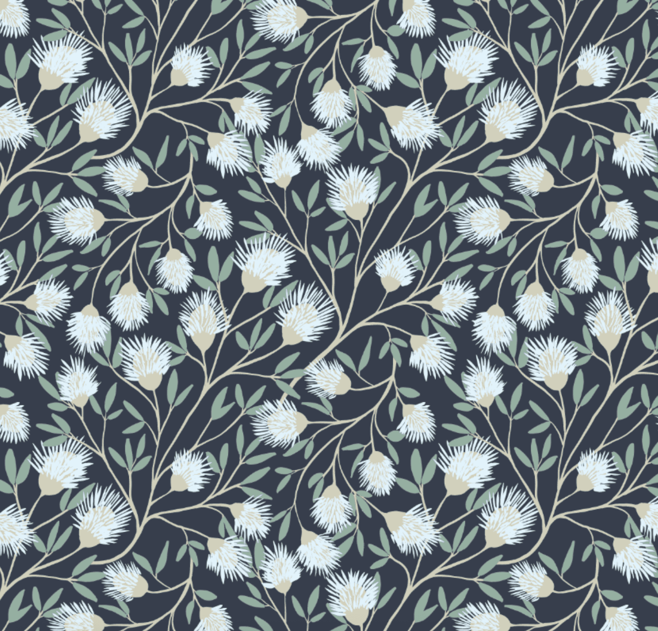Moody Midnight Wild Thistle Chinoiserie