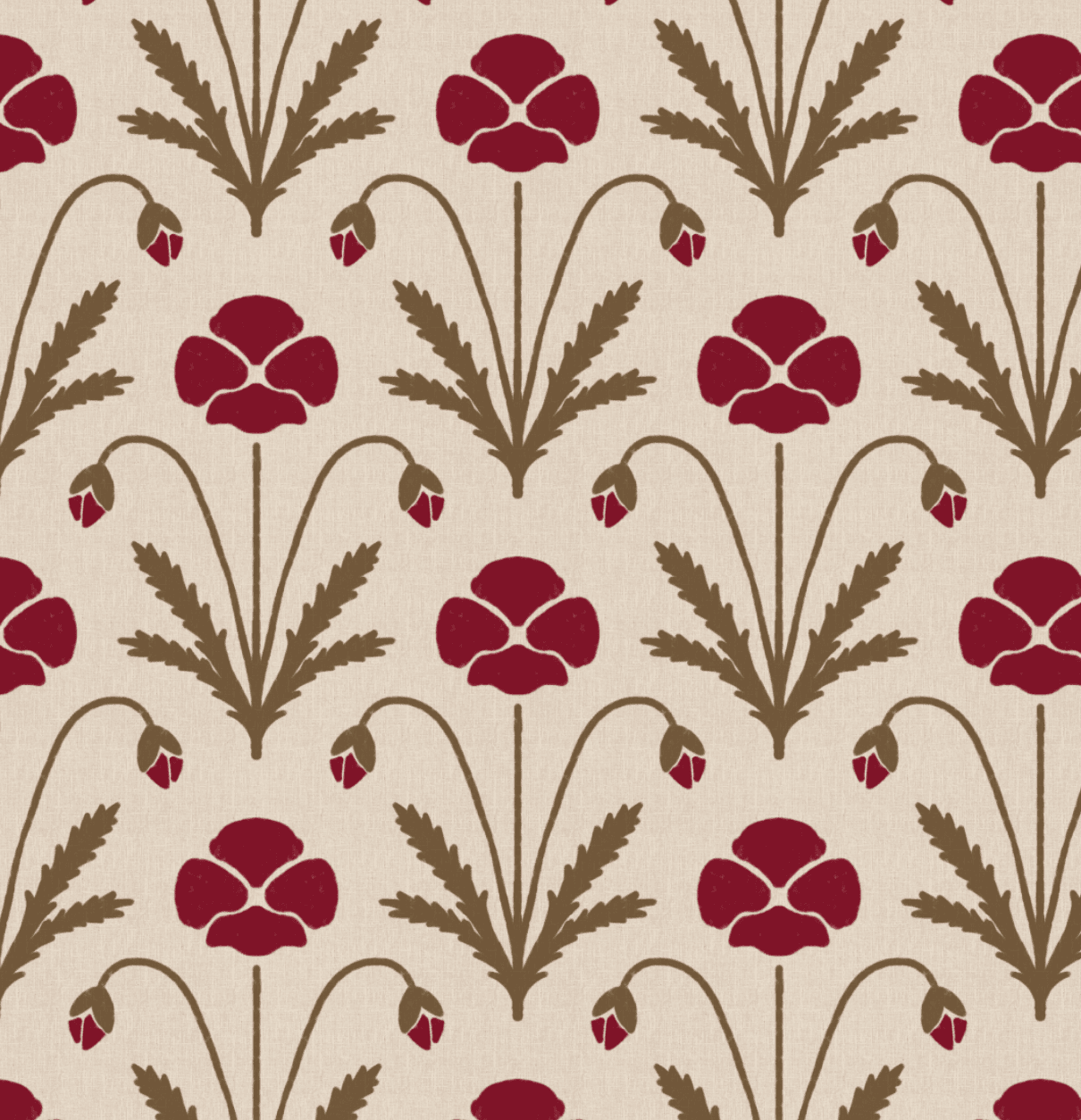 Rich Dramatic Poppy Block Print